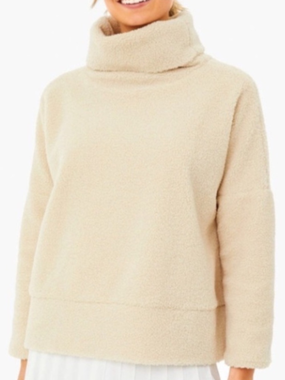 Tuckernuck Women S Cream Rollins Funnel Neck Teddy Fleece Sherpa Pullover